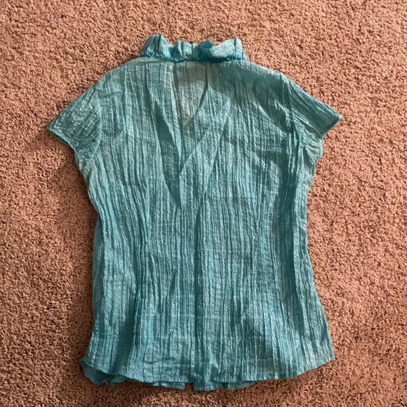 Turquoise Ruffle Button Top Medium - Picture 8 of 8